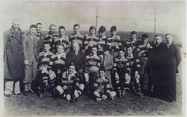 Undated copy of a photograph of a Llangwm Pembrokeshire rugby team